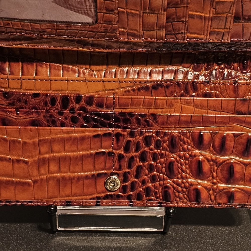 Brahmin Croc Embossed Pecan Melbourne  ADy Bifold Wallet (Nwot) - Picture 3 of 6
